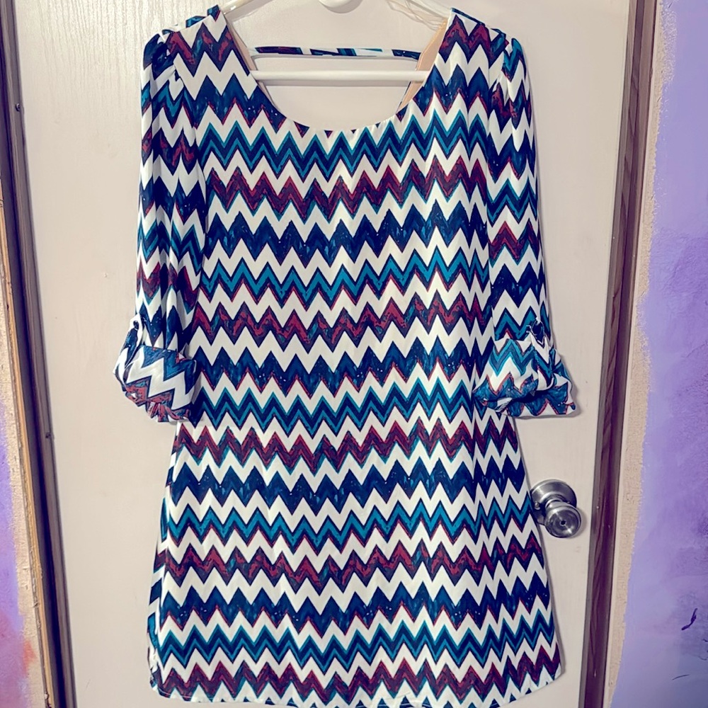 Multi Color Chevron Dress (knee length)